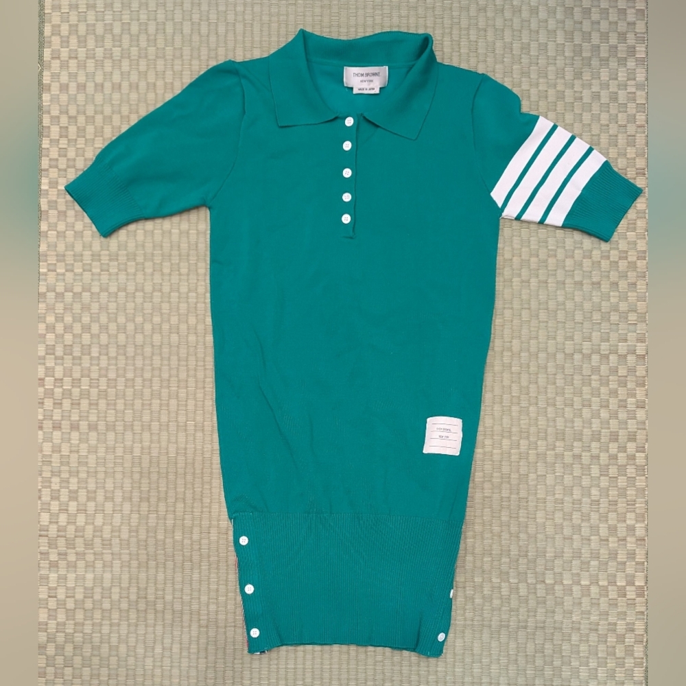 Thom Brown Classic 4-bar Pique Polo Cotton Unisex Made in Japan *See Measurement